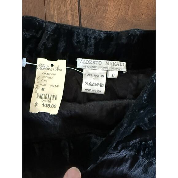 Vtg Alberto Makali Velvet Crinkle Skirt Sz 6 Goth Witchy Dark Fairy Whimsigoth - Picture 9 of 11